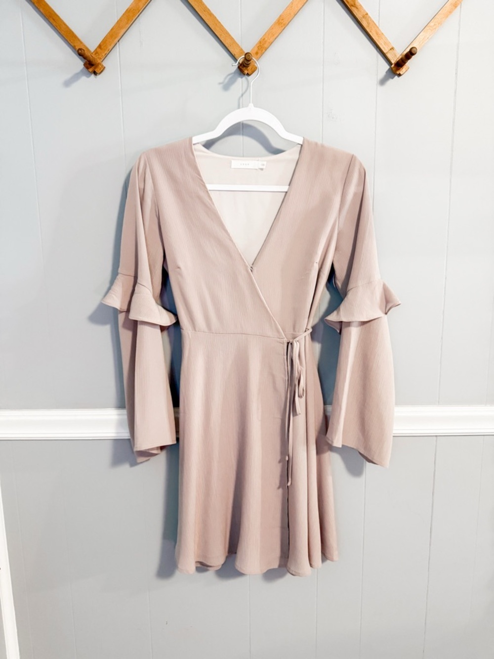 Lush Blush Beige Boho Wrap Dress